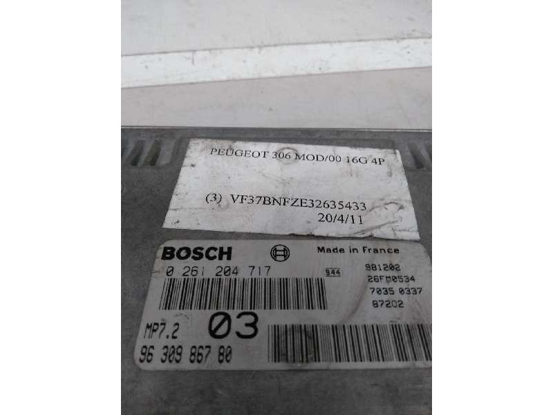 Recambio de centralita motor uce para peugeot 306 break 1.6 referencia OEM IAM 0261204717 9630986780 03