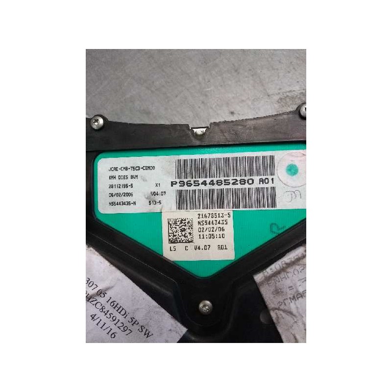 Recambio de cuadro instrumentos para peugeot 307 break / sw (s1) 1.6 hdi referencia OEM IAM P9654485280 A01 NS5443435N