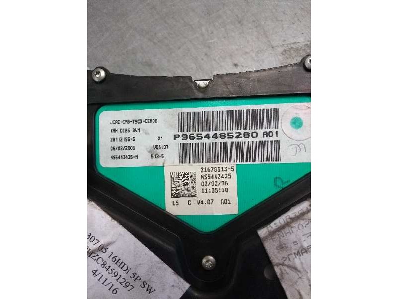 Recambio de cuadro instrumentos para peugeot 307 break / sw (s1) 1.6 hdi referencia OEM IAM P9654485280 A01 NS5443435N