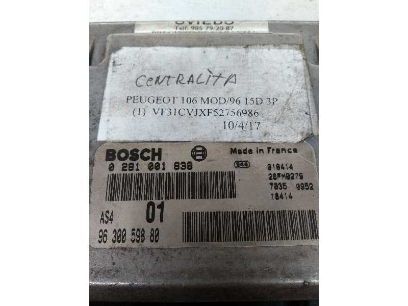 Recambio de centralita motor uce para peugeot 106 (s2) max d referencia OEM IAM 0281001839 9630059880 01