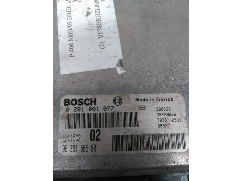 Recambio de centralita motor uce para peugeot 406 berlina (s1/s2) 2.0 hdi referencia OEM IAM 0281001977 9635156580 EDC15C2 02