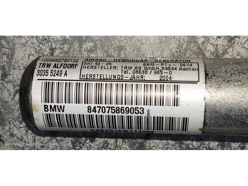 Recambio de airbag cortina delantero izquierdo para bmw serie 1 berlina (e81/e87) 120d referencia OEM IAM 847075869053 30355249A