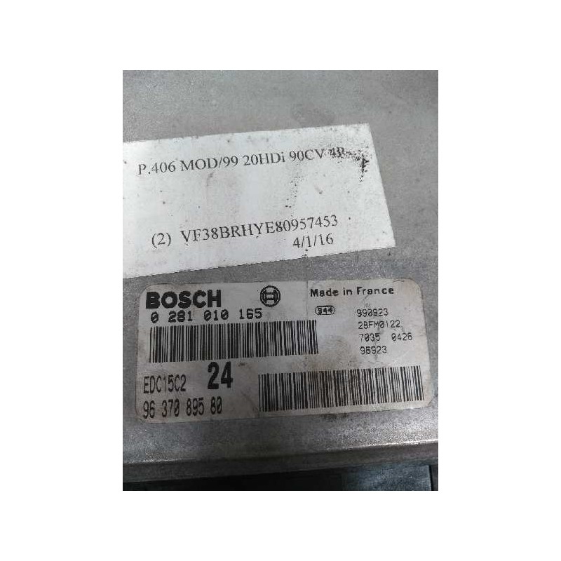 Recambio de centralita motor uce para peugeot 406 berlina (s1/s2) 2.0 hdi cat referencia OEM IAM 0281010165 9637089580 EDC15C2 2