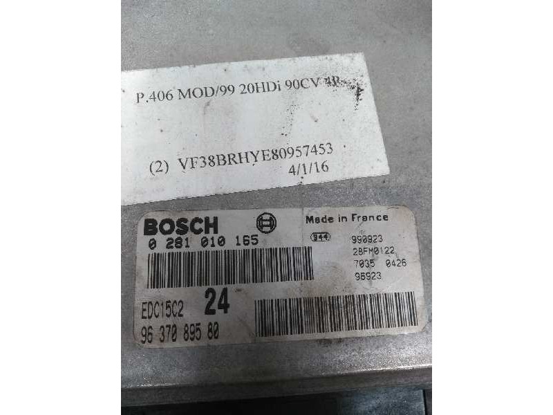 Recambio de centralita motor uce para peugeot 406 berlina (s1/s2) 2.0 hdi cat referencia OEM IAM 0281010165 9637089580 EDC15C2 2