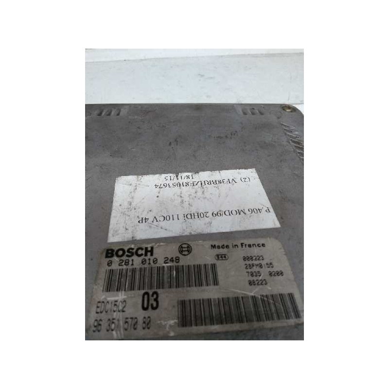 Recambio de centralita motor uce para peugeot 406 berlina (s1/s2) referencia OEM IAM 0281010248 9635157080 EDC15C2 03 Recambio de centralita motor uce para peugeot 406 berlina (s1/s2) referencia OEM IAM 0281010248 9635157080 EDC15C2 03