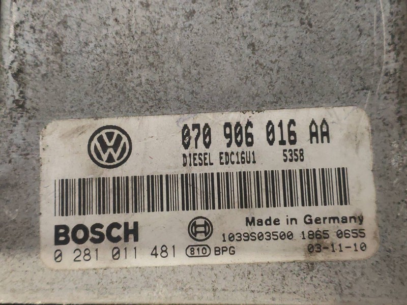 Recambio de centralita motor uce para volkswagen touareg (7la) tdi v10 referencia OEM IAM 0281011481 070906016AA 