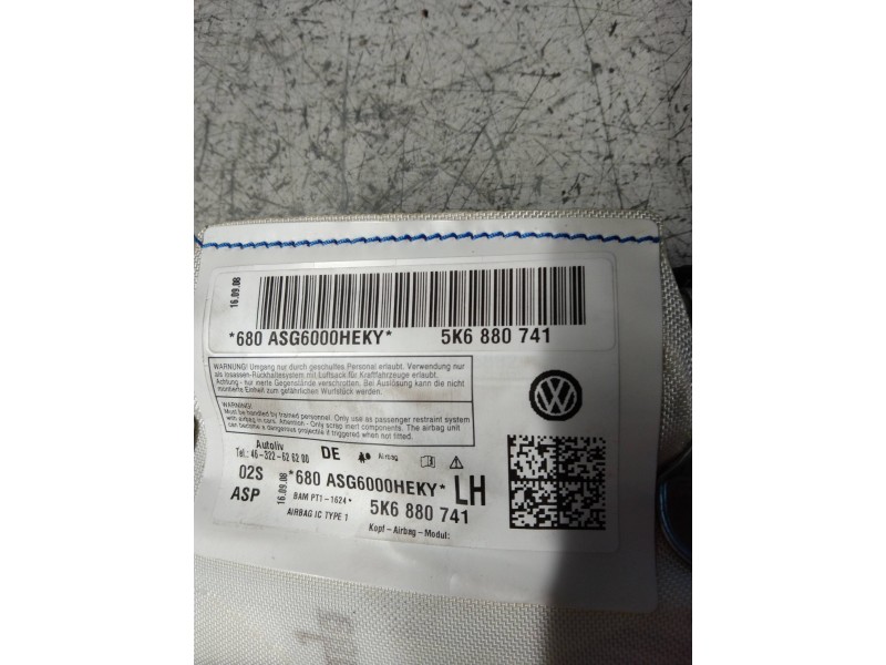 Recambio de airbag cortina delantero izquierdo para volkswagen golf vi (5k1) advance referencia OEM IAM 5K6880741  