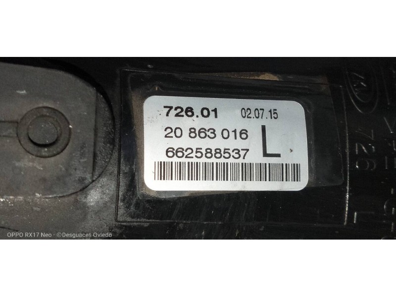Recambio de faro antiniebla izquierdo para opel zafira tourer selective referencia OEM IAM 20863016  