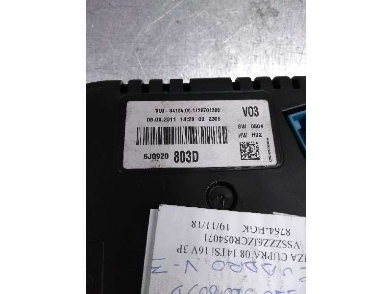 Recambio de cuadro instrumentos para seat ibiza sc (6j1) cupra referencia OEM IAM 6J0920803D  