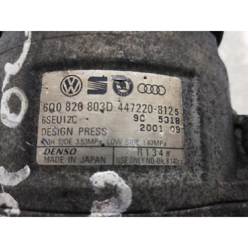 Recambio de compresor aire acondicionado para volkswagen polo (9n1) 1.9 sdi referencia OEM IAM 4472208125 6Q0820803D 6SEU12C