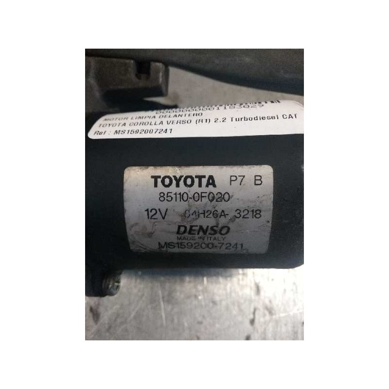 Recambio de motor limpia delantero para toyota corolla verso (r1) 2.2 turbodiesel cat referencia OEM IAM MS1592007241 851100F020