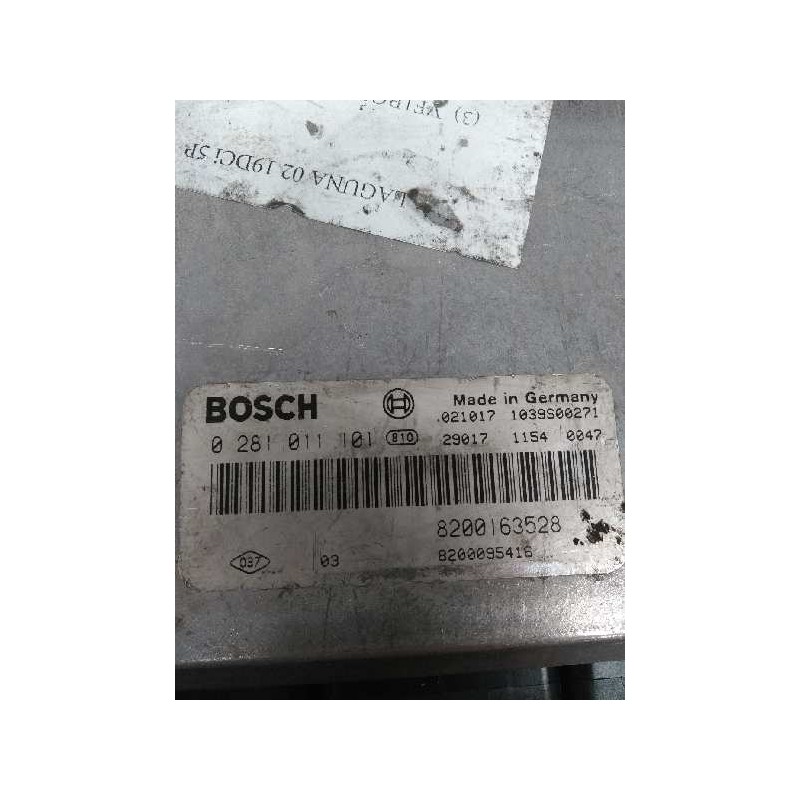 Recambio de centralita motor uce para renault laguna ii (bg0) 1.9 dci diesel referencia OEM IAM 0281011101 8200163528 8200095416 Recambio de centralita motor uce para renault laguna ii (bg0) 1.9 dci diesel referencia OEM IAM 0281011101 8200163528 8200095416
