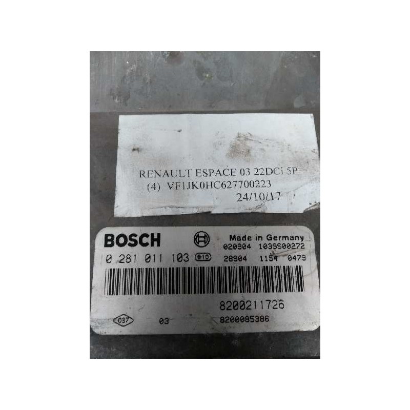 Recambio de centralita motor uce para renault espace iv (jk0) 2.2 dci turbodiesel referencia OEM IAM 0281011103 8200211726 82000