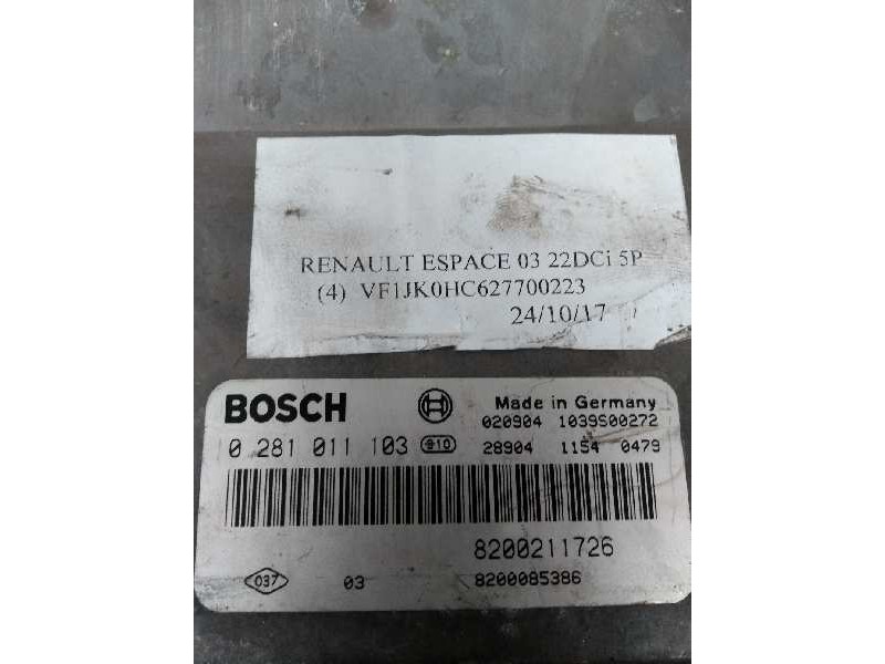 Recambio de centralita motor uce para renault espace iv (jk0) 2.2 dci turbodiesel referencia OEM IAM 0281011103 8200211726 82000