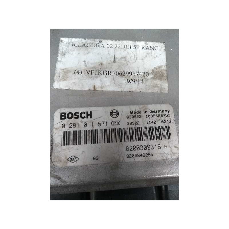 Recambio de centralita motor uce para renault laguna ii grandtour (kg0) 2.2 dci turbodiesel referencia OEM IAM 0281011571 820030