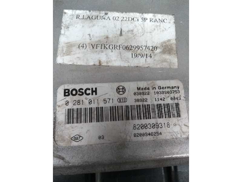 Recambio de centralita motor uce para renault laguna ii grandtour (kg0) 2.2 dci turbodiesel referencia OEM IAM 0281011571 820030
