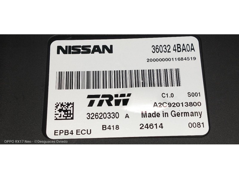 Recambio de modulo electronico para nissan x-trail (t32) acenta referencia OEM IAM 360324BA0A 32620330A A2C92013800