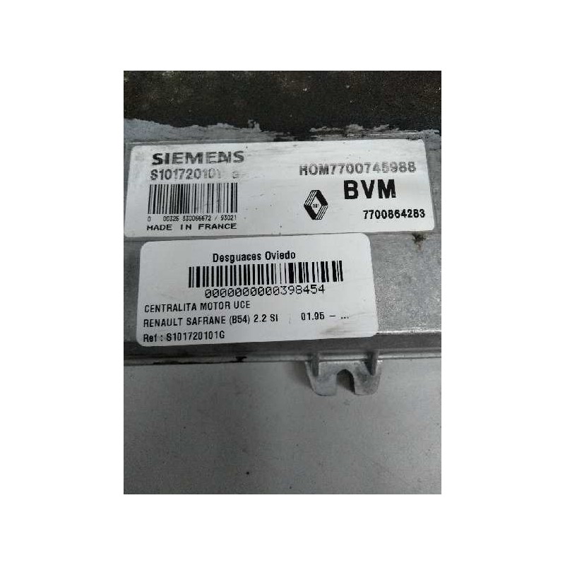 Recambio de centralita motor uce para renault safrane (b54) 2.2 si referencia OEM IAM S101720101G HOM7700745988 7700864283