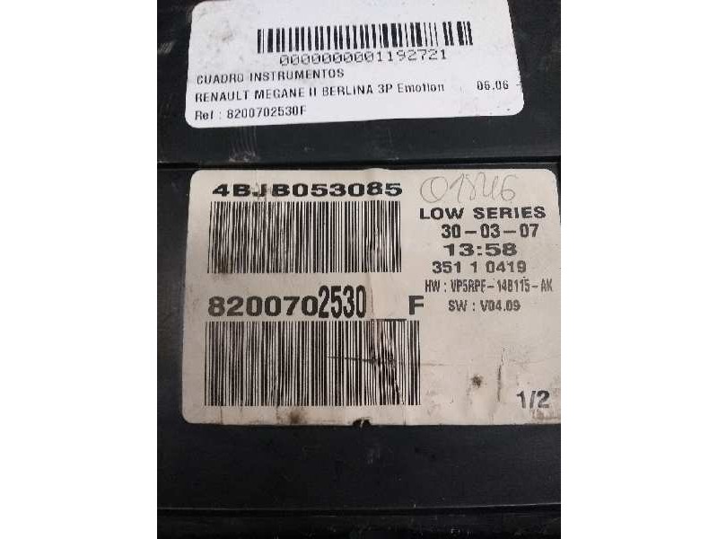 Recambio de cuadro instrumentos para renault megane ii berlina 3p emotion referencia OEM IAM 8200702530F 35110419 