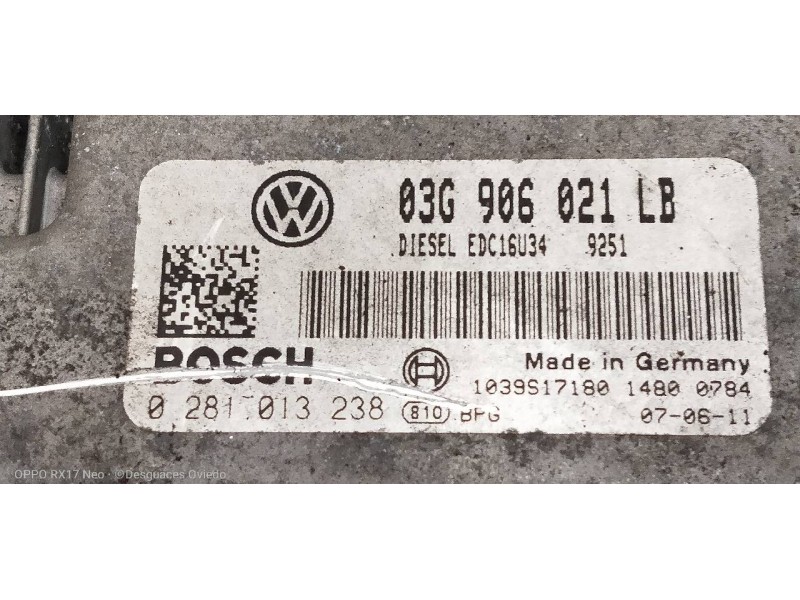 Recambio de centralita motor uce para skoda octavia combi (1z5) easy referencia OEM IAM 0281013238 03G906021LB 