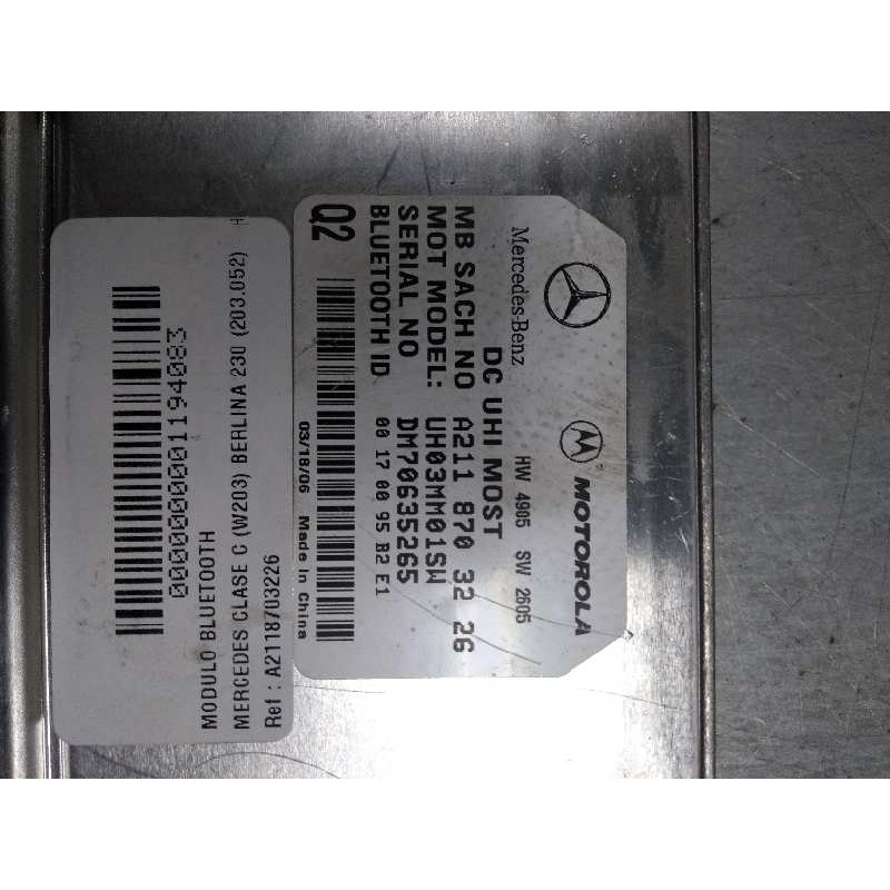 Recambio de modulo bluetooth para mercedes clase c (w203) berlina 230 (203.052) referencia OEM IAM A2118703226 UH03MM01SW 001700