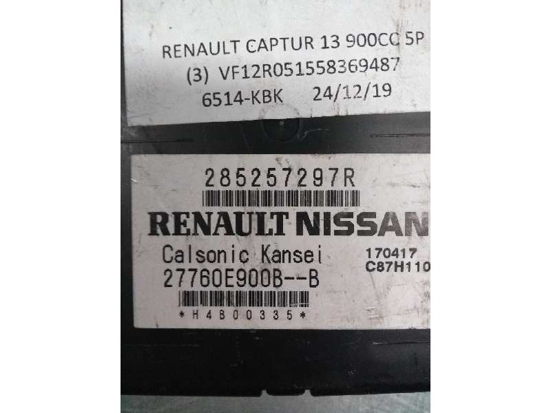 Recambio de centralita aire acondicionado para renault captur 0.9 energy referencia OEM IAM 285257297R 27760E900B B 170417