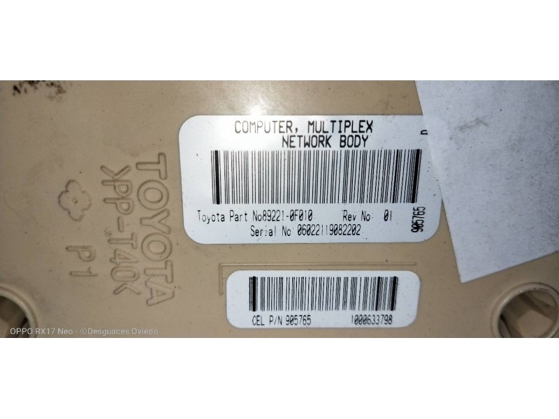 Recambio de caja reles / fusibles para toyota corolla verso (r1) 2,2 d-4d sport referencia OEM IAM 892210F010  