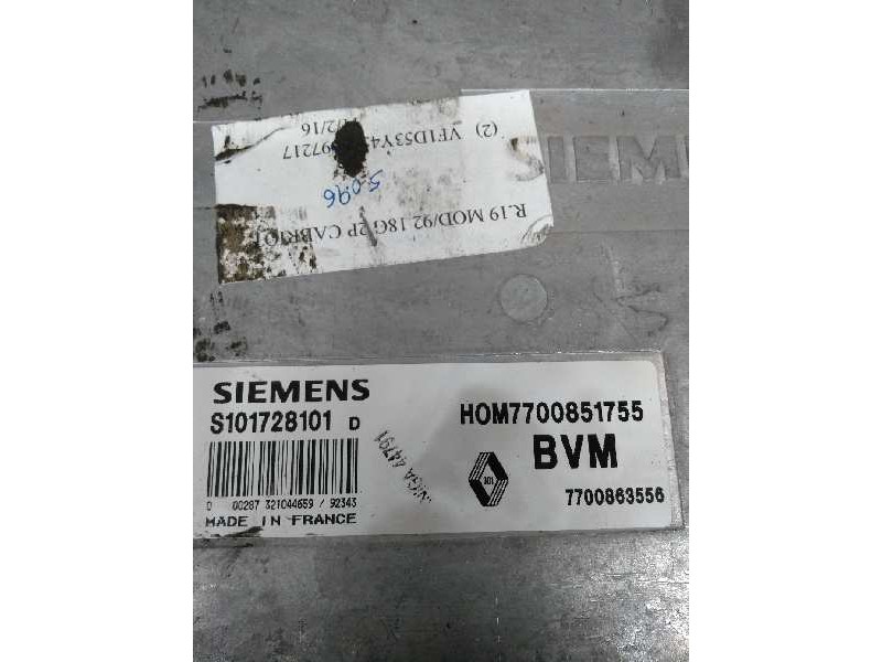 Recambio de centralita motor uce para renault 19 (b/c/l53) referencia OEM IAM S101728101D HOM7700851755 7700863556