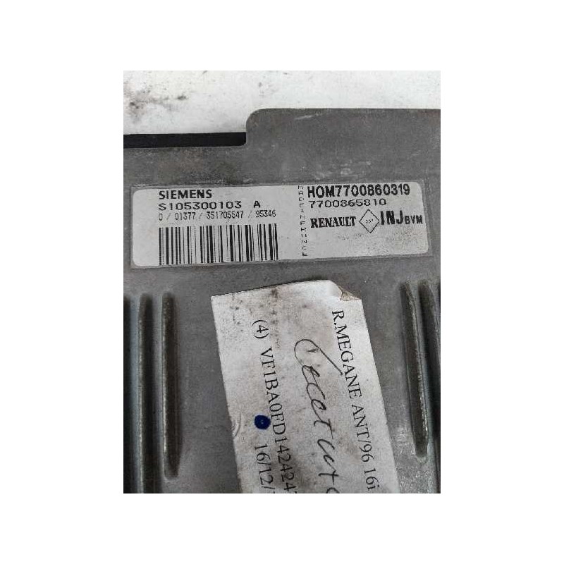 Recambio de centralita motor uce para renault megane i berlina hatchback (ba0) 1.6 referencia OEM IAM S105300103A HOM7700860319 