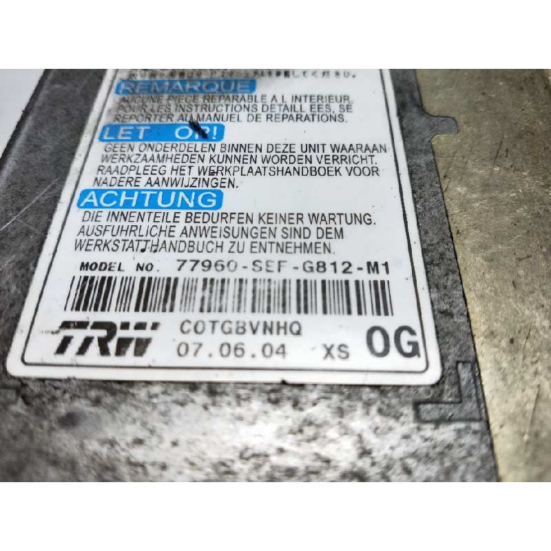 Recambio de centralita airbag para honda accord berlina (cl/cn) 2.2i ctdi sport referencia OEM IAM 77960 G812 COTGBVNHQ 77960SEF