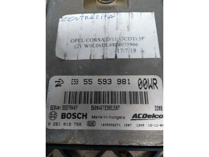 Recambio de centralita motor uce para opel corsa e 1.3 16v cdti referencia OEM IAM 0281019798 E5955593981 55579447 00WR