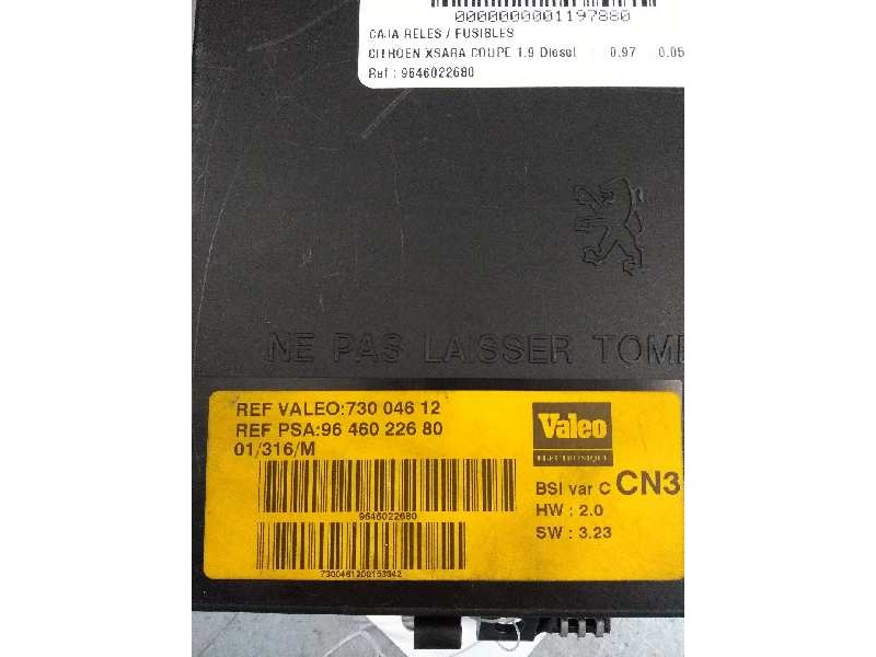 Recambio de caja reles / fusibles para citroen xsara coupe 1.9 diesel referencia OEM IAM 9646022680 73004612  Recambio de caja reles / fusibles para citroen xsara coupe 1.9 diesel referencia OEM IAM 9646022680 73004612