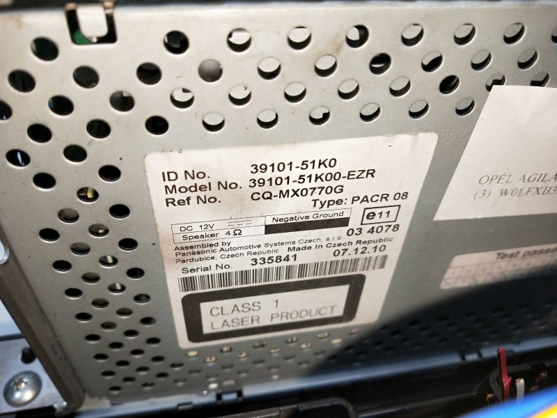 Recambio de sistema audio / radio cd para opel agila b 1.2 cat (k12b / luy) referencia OEM IAM 3910151K00  