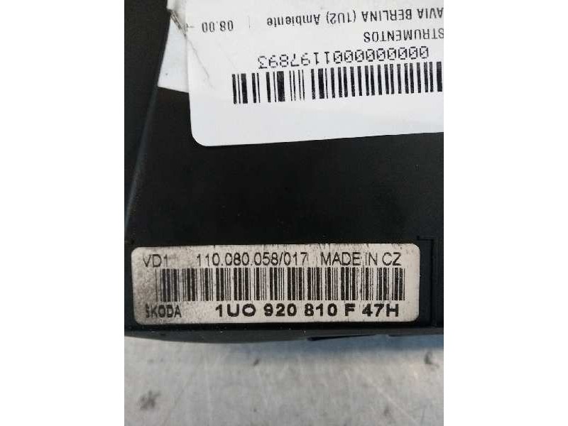 Recambio de cuadro instrumentos para skoda octavia berlina (1u2) ambiente referencia OEM IAM 110080058017 1U0920810F 