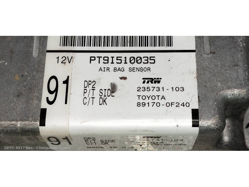 Recambio de kit airbag para toyota corolla verso (r1) 2,2 d-4d sport referencia OEM IAM 891700F240 235731103 