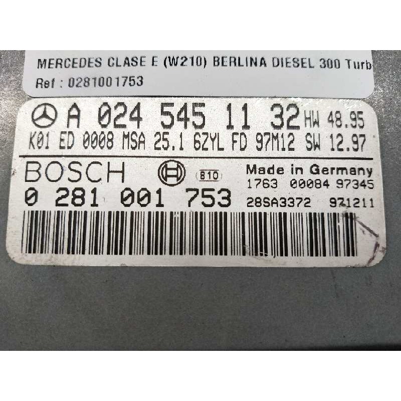 Recambio de centralita motor uce para mercedes clase e (w210) berlina diesel 300 turbodiesel (210.025) referencia OEM IAM 028100