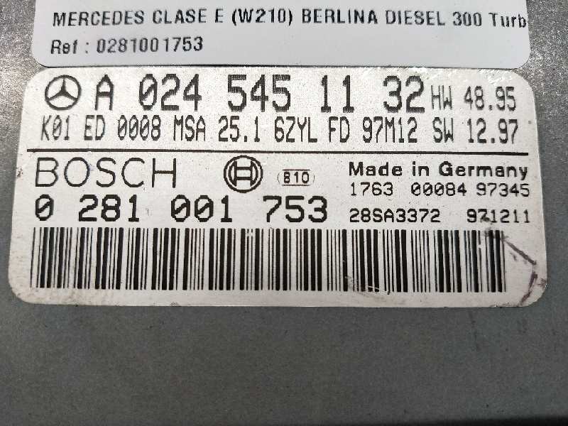 Recambio de centralita motor uce para mercedes clase e (w210) berlina diesel 300 turbodiesel (210.025) referencia OEM IAM 028100