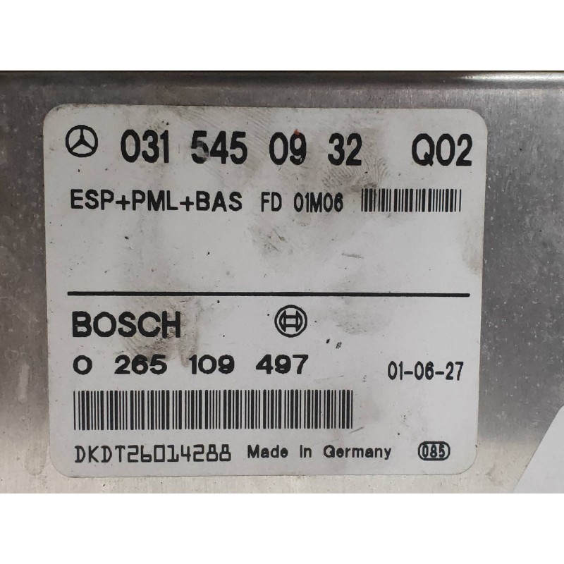 Recambio de centralita abs para mercedes clase cl (w215) coupe 600 (215.378) referencia OEM IAM 0265109497 0315450932 