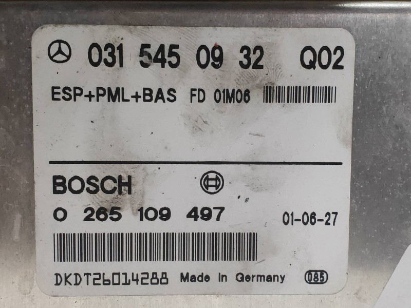 Recambio de centralita abs para mercedes clase cl (w215) coupe 600 (215.378) referencia OEM IAM 0265109497 0315450932 