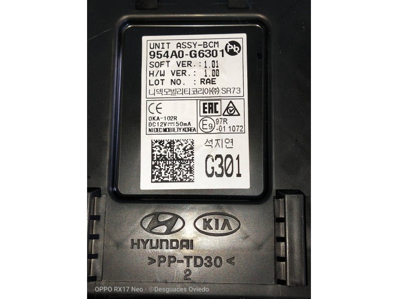 Recambio de modulo electronico para kia picanto (ja) concept referencia OEM IAM 954A0G6301  
