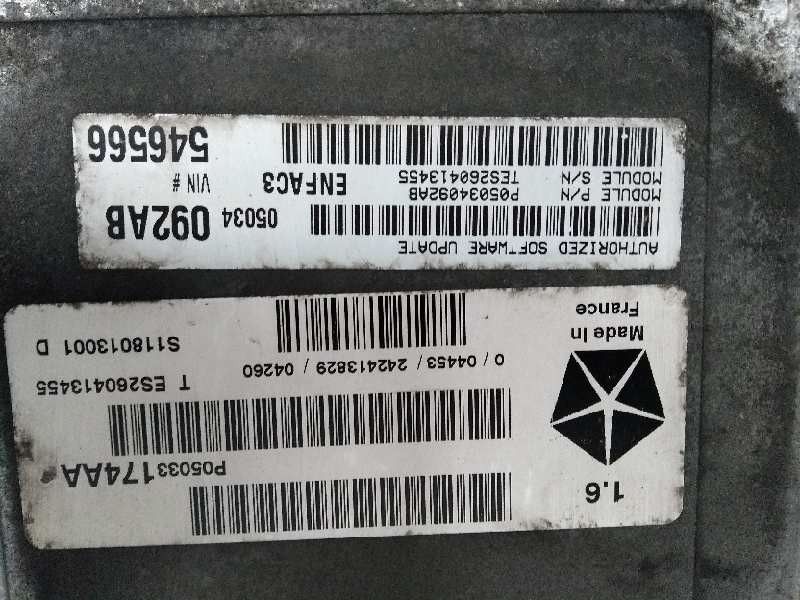 Recambio de centralita motor uce para chrysler pt cruiser (pt) 1.6 16v cat referencia OEM IAM S118013001D P05033174AA P05034092A
