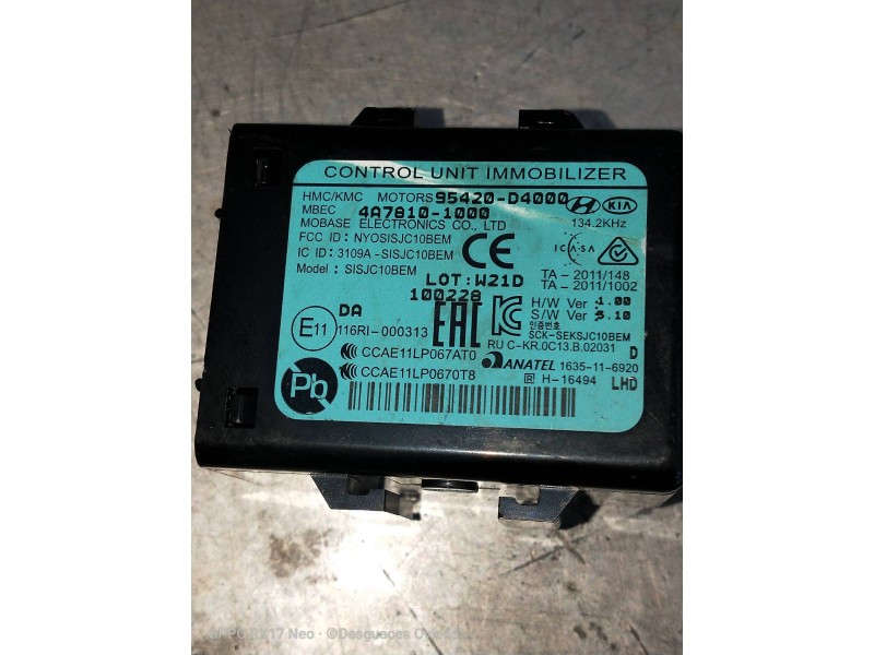 Recambio de modulo electronico para kia picanto (ja) concept referencia OEM IAM 95420D4000  