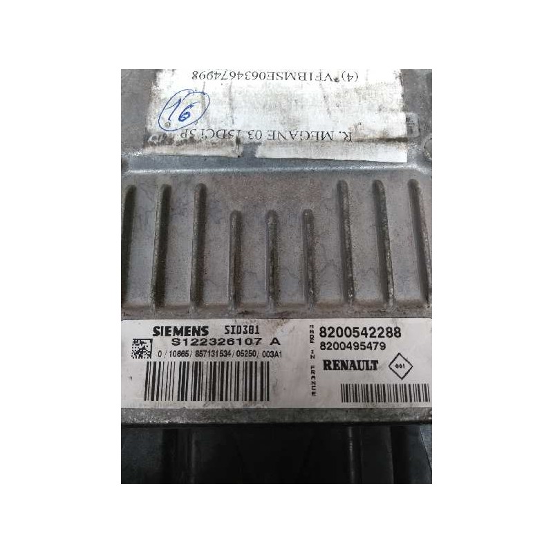 Recambio de centralita motor uce para renault megane ii classic berlina 1.5 dci diesel referencia OEM IAM S122326107A 8200542288