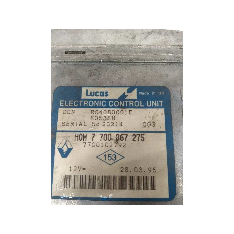 Recambio de centralita motor uce para renault megane i berlina hatchback (ba0) 1.9 diesel referencia OEM IAM R04080001E HOM77008