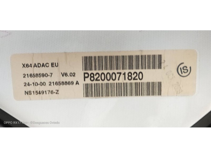 Recambio de cuadro instrumentos para renault megane i fase 2 berlina (ba0) 1.9 dci expression referencia OEM IAM P8200071820 216