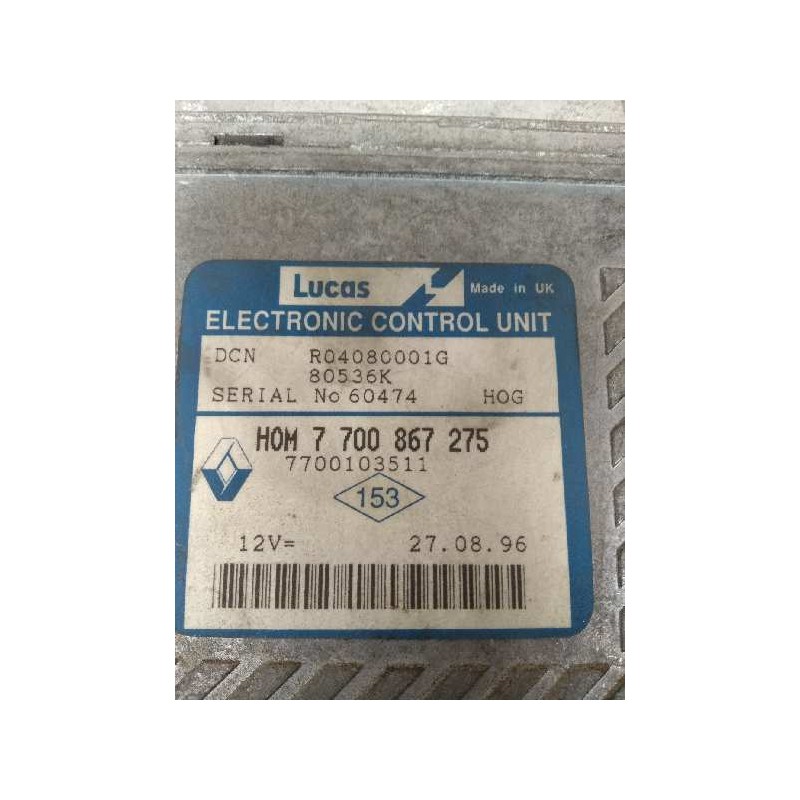 Recambio de centralita motor uce para renault megane i classic (la0) 1.9 turbodiesel referencia OEM IAM R04080001G HOM7700867275