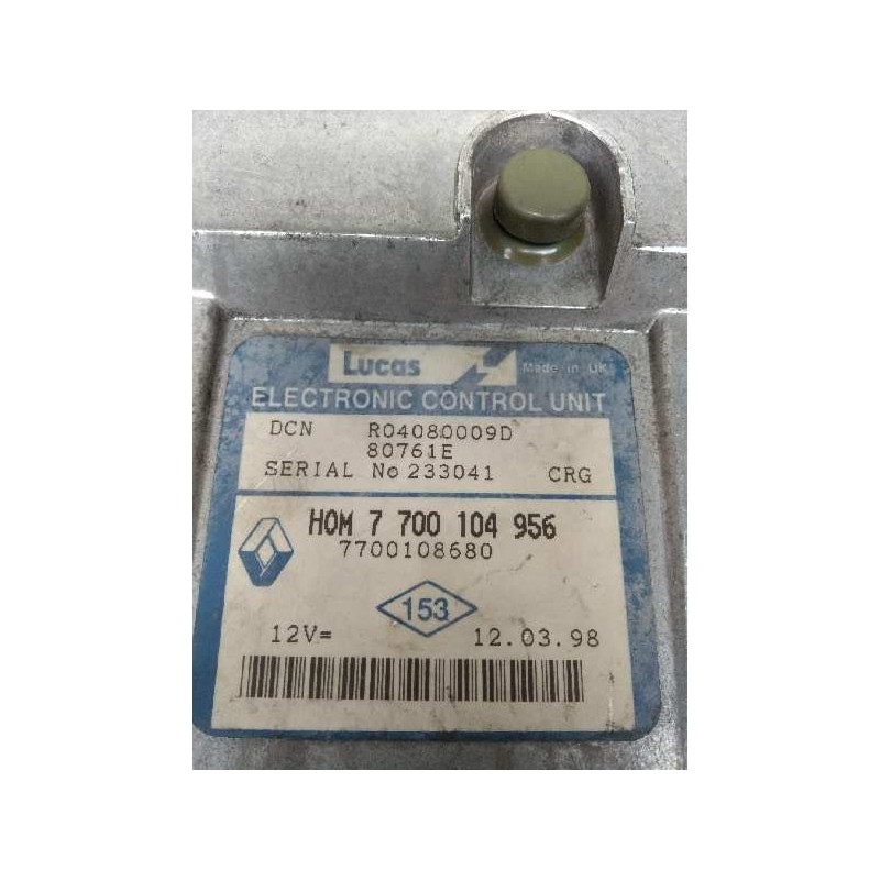 Recambio de centralita motor uce para renault clio ii fase i (b/cbo) 1.9 diesel referencia OEM IAM R04080009D HOM7700104956 7700