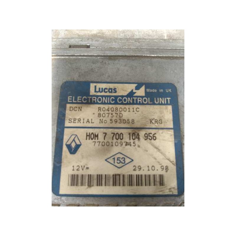 Recambio de centralita motor uce para renault megane i scenic (ja0) 1.9 diesel referencia OEM IAM R04080011C HOM7700104956 77001