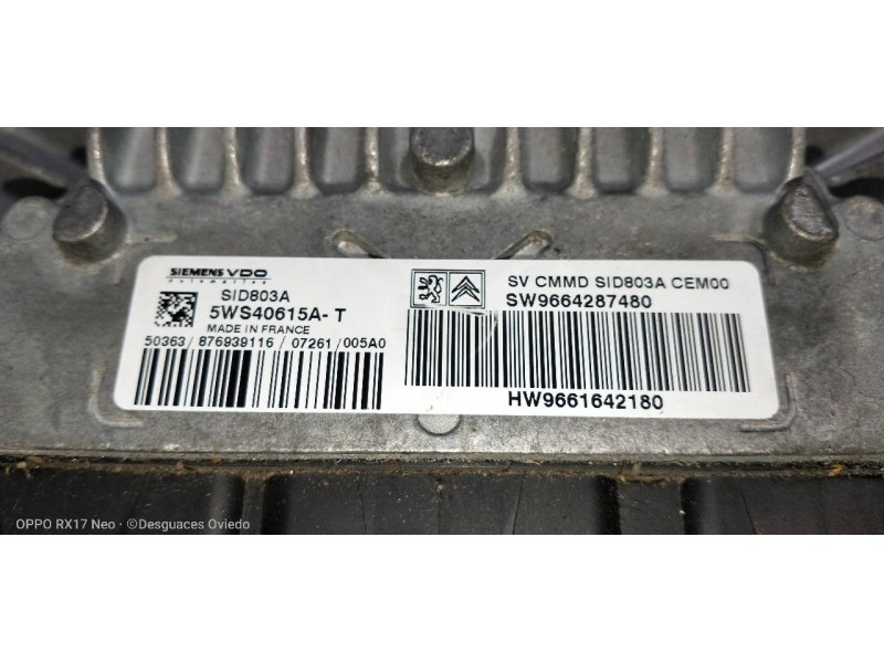 Recambio de centralita motor uce para citroen c4 picasso exclusive referencia OEM IAM 5WS40615AT SW9664287480 HW9661642180