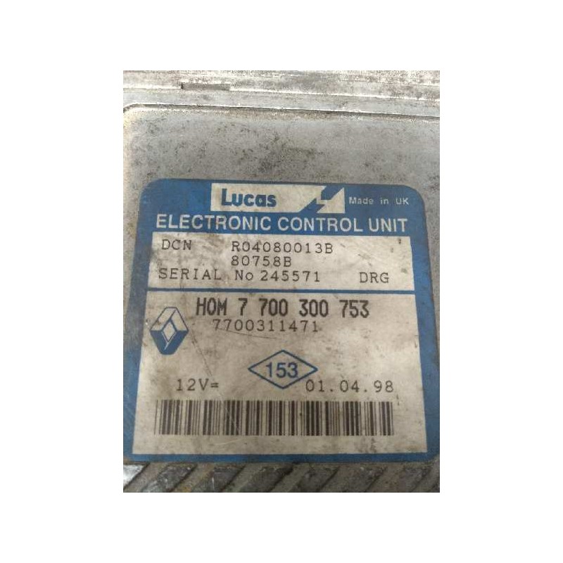 Recambio de centralita motor uce para renault trafic (desde 5.89) referencia OEM IAM R04080013B HOM7700300753 7700311471 80758B